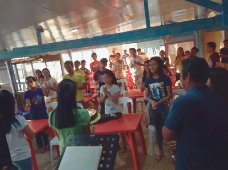 Students gathered in a campus canteen